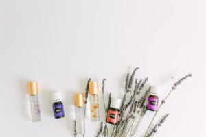 Essential Oils with lavender cuttings